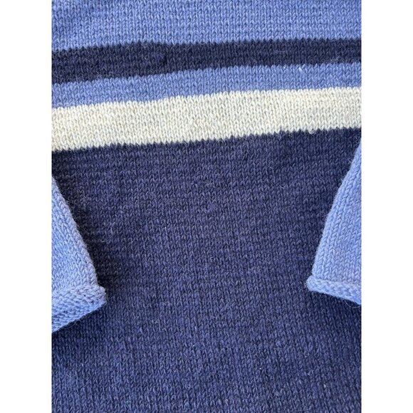 Avenue Hand Knit Wool Sweater Women's Size Med Thick Crew Neck Blue Colorblock - Picture 4 of 6